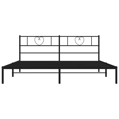 Metal Bed Frame without Mattress with Headboard Black 183x213cm