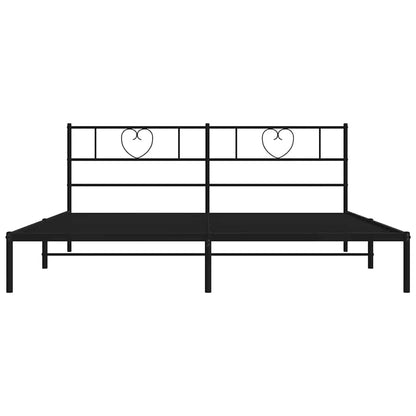 Metal Bed Frame without Mattress with Headboard Black 193x203cm