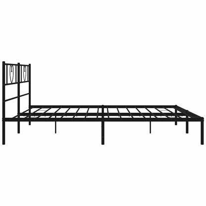 Metal Bed Frame without Mattress with Headboard Black 193x203cm