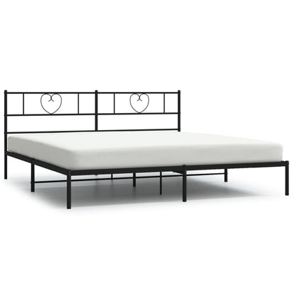 Metal Bed Frame without Mattress with Headboard Black 200x200cm