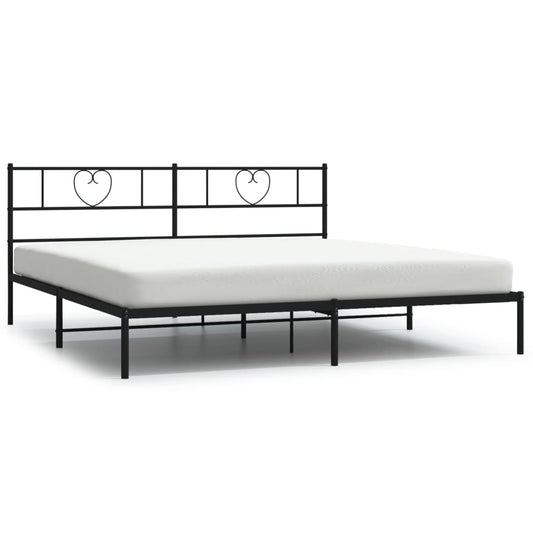 Metal Bed Frame without Mattress with Headboard Black 200x200cm
