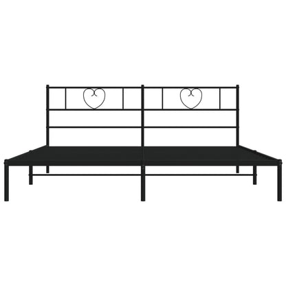 Metal Bed Frame without Mattress with Headboard Black 200x200cm