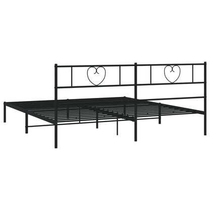 Metal Bed Frame without Mattress with Headboard Black 200x200cm