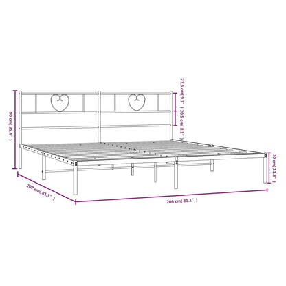 Metal Bed Frame without Mattress with Headboard Black 200x200cm
