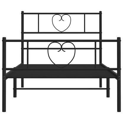 Metal Bed Frame without Mattress with Footboard Black 100x190cm