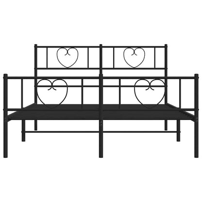 Metal Bed Frame without Mattress with Footboard Black 135x190cm