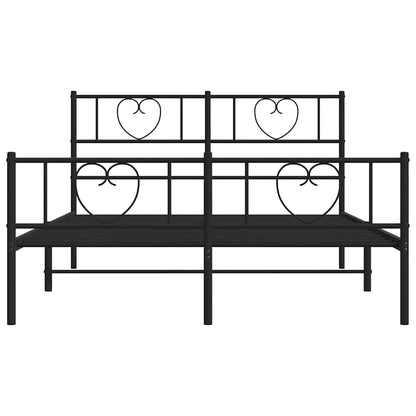 Metal Bed Frame without Mattress with Footboard Black 150x200cm