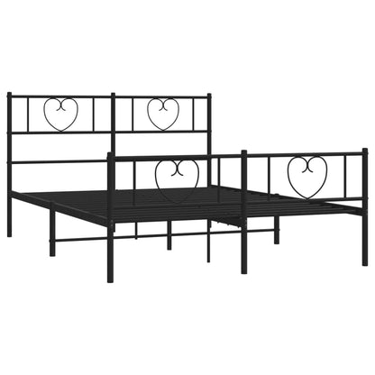 Metal Bed Frame without Mattress with Footboard Black 160x200cm
