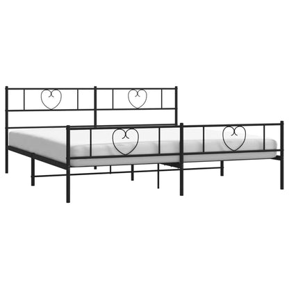 Metal Bed Frame without Mattress with Footboard Black 180x200cm