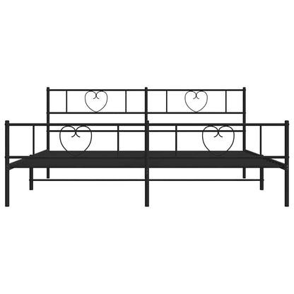 Metal Bed Frame without Mattress with Footboard Black 183x213cm