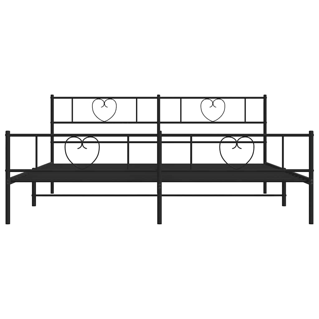 Metal Bed Frame without Mattress with Footboard Black 193x203cm