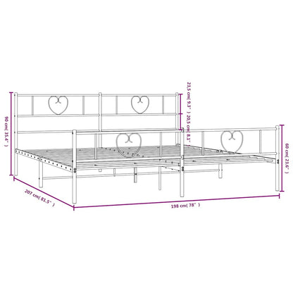 Metal Bed Frame without Mattress with Footboard Black 193x203cm