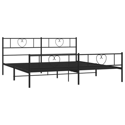 Metal Bed Frame without Mattress with Footboard Black 200x200cm