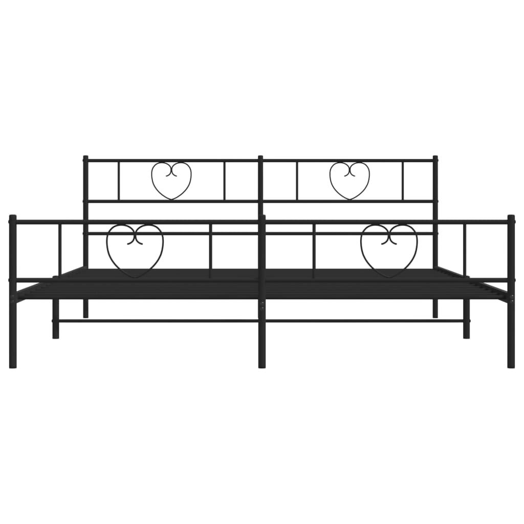 Metal Bed Frame without Mattress with Footboard Black 200x200cm