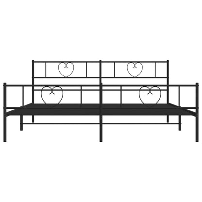 Metal Bed Frame without Mattress with Footboard Black 200x200cm