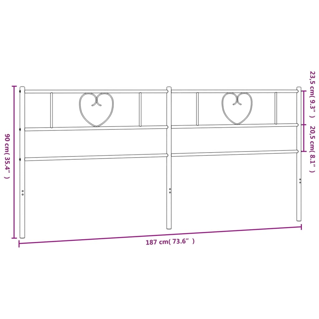 Metal Replace Headboard Black 180 cm
