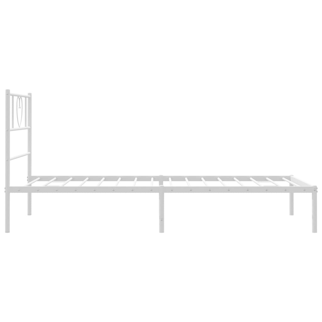 Metal Bed Frame without Mattress with Headboard White 75x190cm