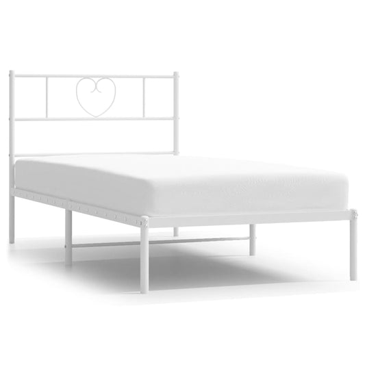 Metal Bed Frame without Mattress with Headboard White 80x200cm