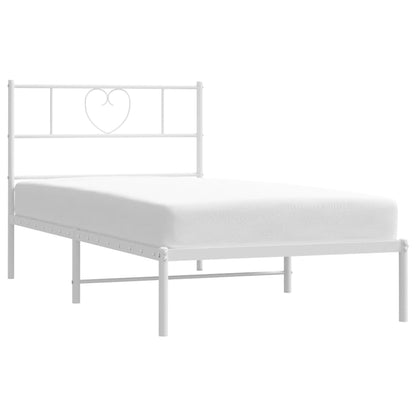 Metal Bed Frame without Mattress with Headboard White 80x200cm