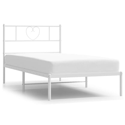 Metal Bed Frame without Mattress with Headboard White 90x200cm