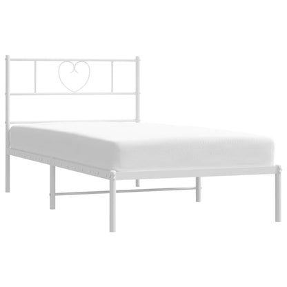 Metal Bed Frame without Mattress with Headboard White 90x200cm
