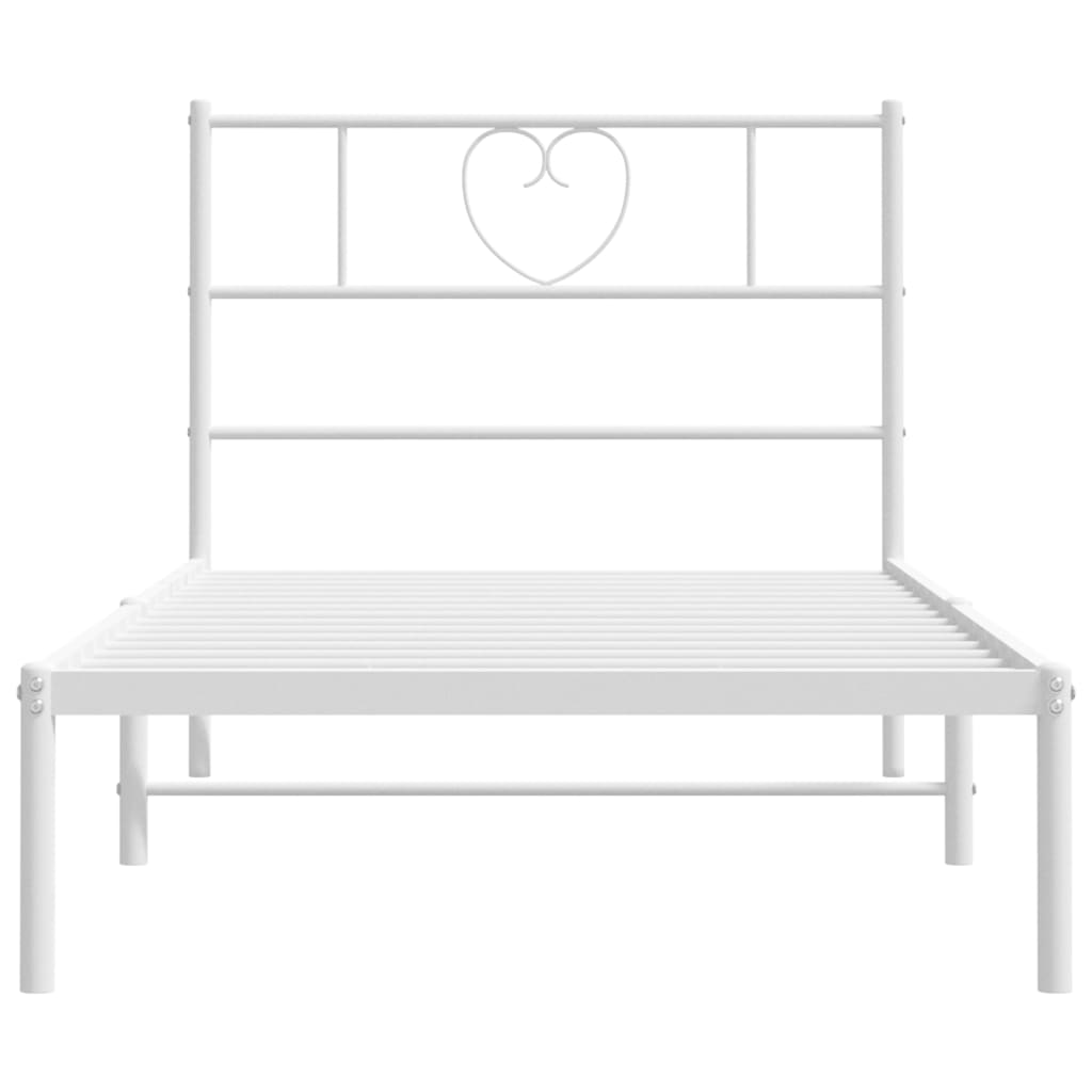 Metal Bed Frame without Mattress with Headboard White 90x200cm
