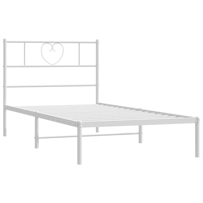Metal Bed Frame without Mattress with Headboard White 90x200cm