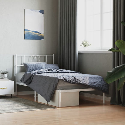Metal Bed Frame without Mattress with Headboard White 90x200cm