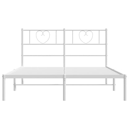 Metal Bed Frame without Mattress with Headboard White 135x190cm