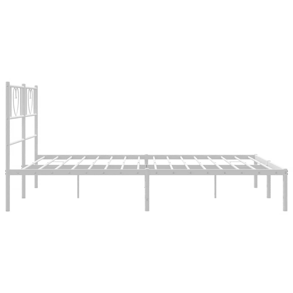 Metal Bed Frame without Mattress with Headboard White 135x190cm