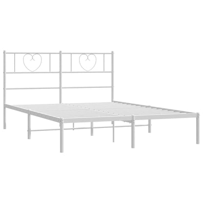 Metal Bed Frame without Mattress with Headboard White 150x200cm