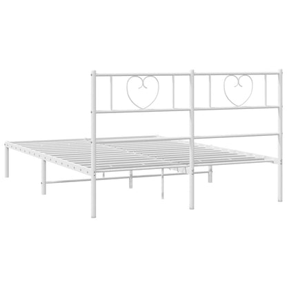 Metal Bed Frame without Mattress with Headboard White 150x200cm