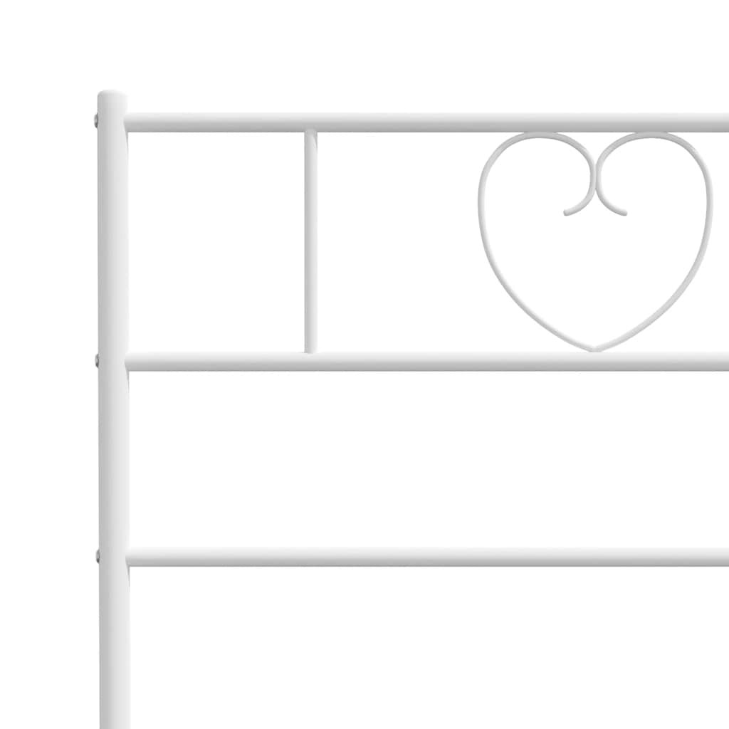 Metal Bed Frame without Mattress with Headboard White 150x200cm