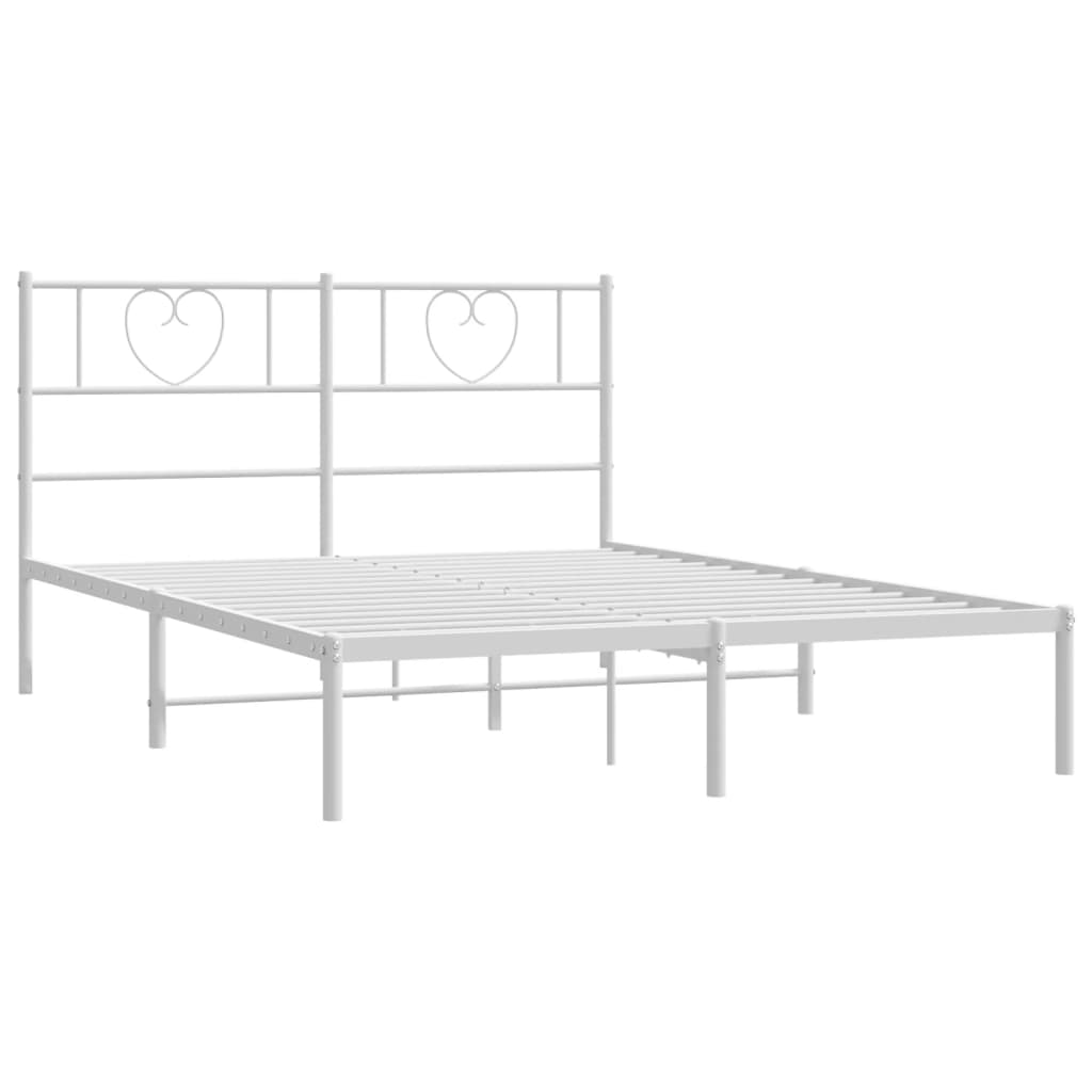 Metal Bed Frame without Mattress with Headboard White 160x200cm