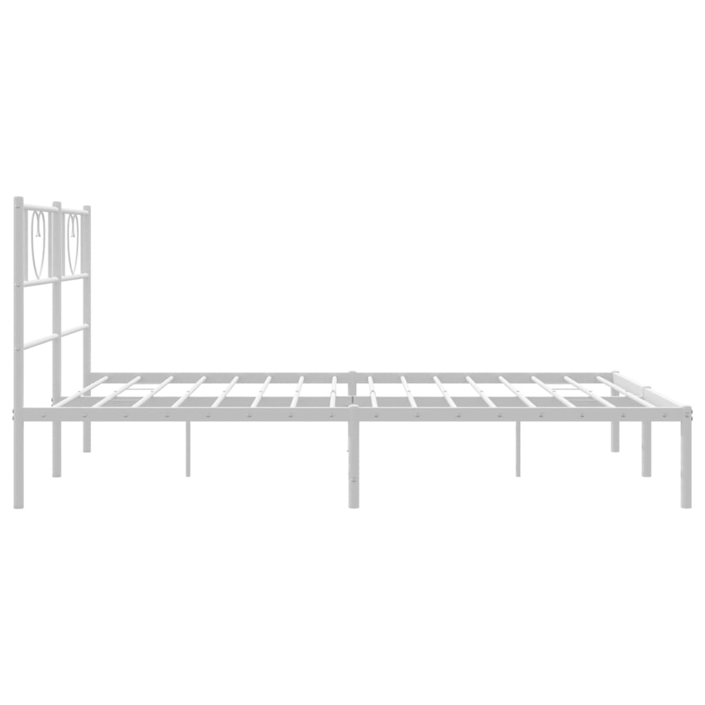 Metal Bed Frame without Mattress with Headboard White 160x200cm