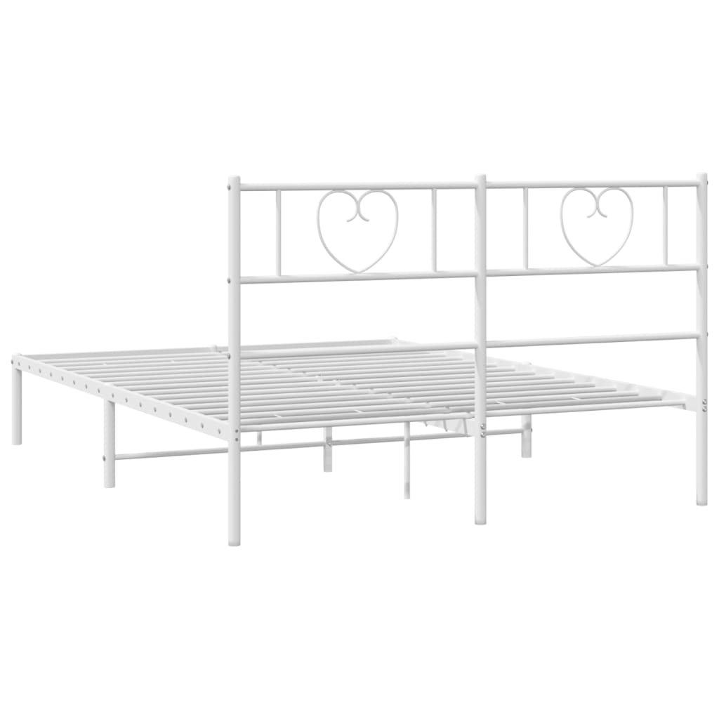 Metal Bed Frame without Mattress with Headboard White 160x200cm