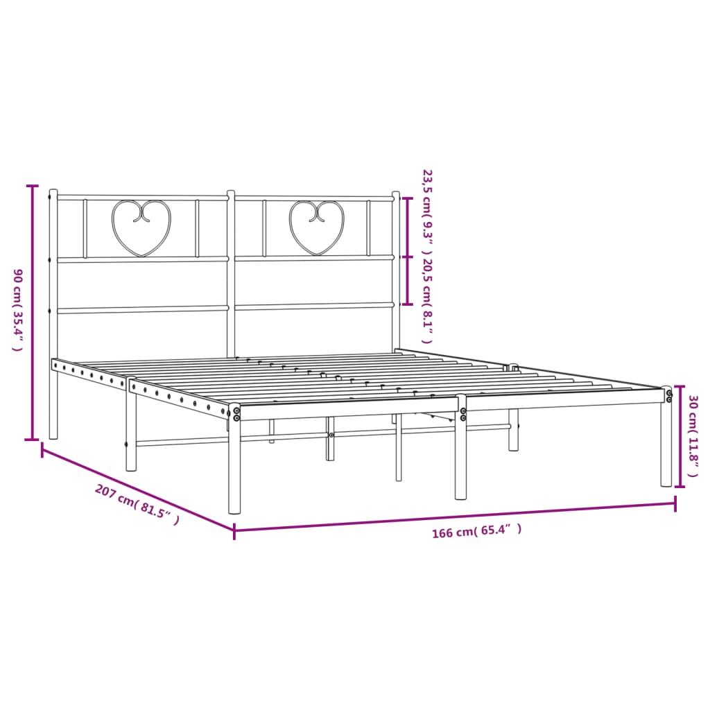 Metal Bed Frame without Mattress with Headboard White 160x200cm