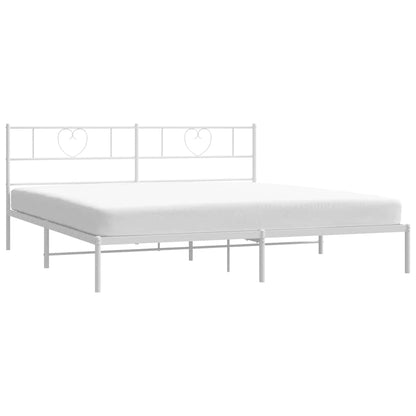 Metal Bed Frame without Mattress with Headboard White 180x200cm