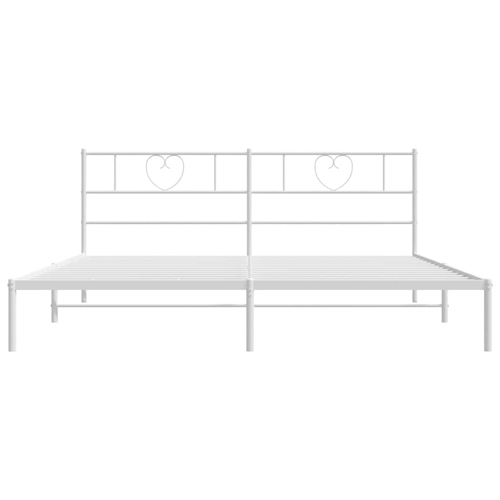 Metal Bed Frame without Mattress with Headboard White 180x200cm