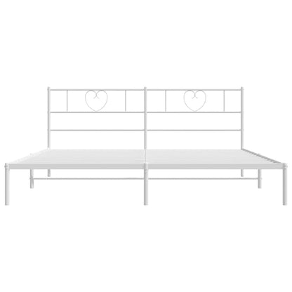 Metal Bed Frame without Mattress with Headboard White 180x200cm