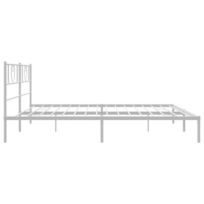 Metal Bed Frame without Mattress with Headboard White 180x200cm