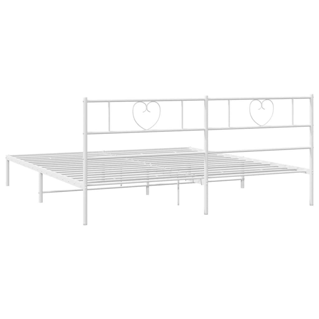 Metal Bed Frame without Mattress with Headboard White 180x200cm