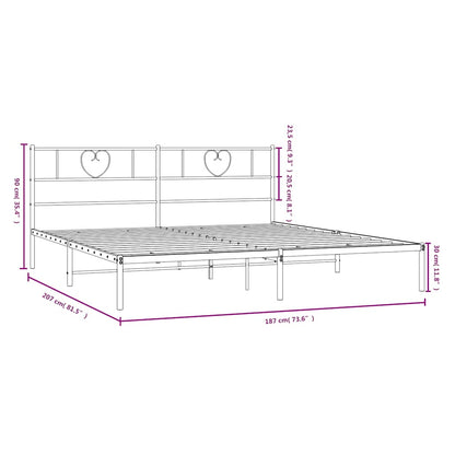 Metal Bed Frame without Mattress with Headboard White 180x200cm