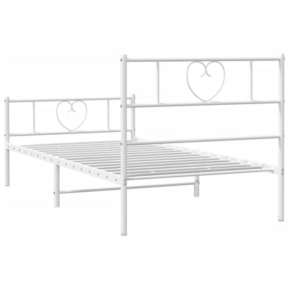 Metal Bed Frame without Mattress with Footboard White 90x200cm