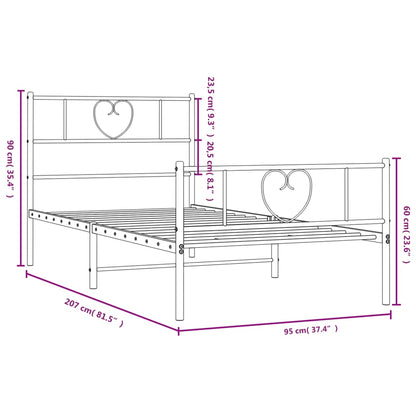 Metal Bed Frame without Mattress with Footboard White 90x200cm