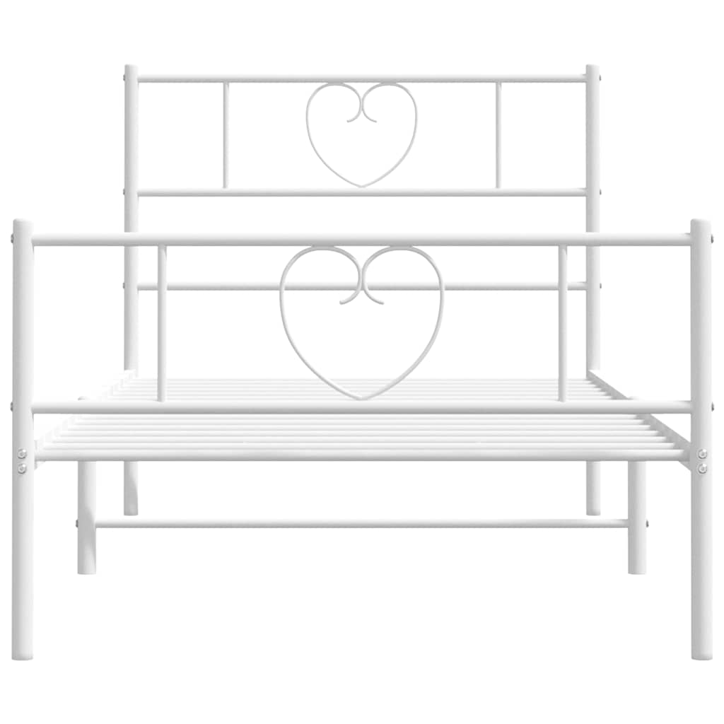 Metal Bed Frame without Mattress with Footboard White 100x190cm