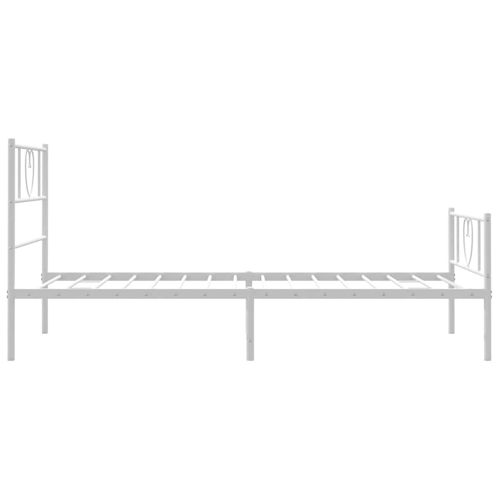 Metal Bed Frame without Mattress with Footboard White 100x190cm