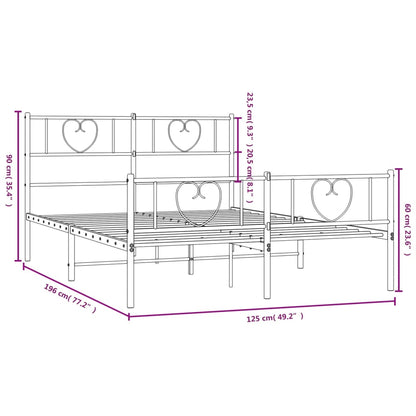 Metal Bed Frame without Mattress with Footboard White 120x190cm