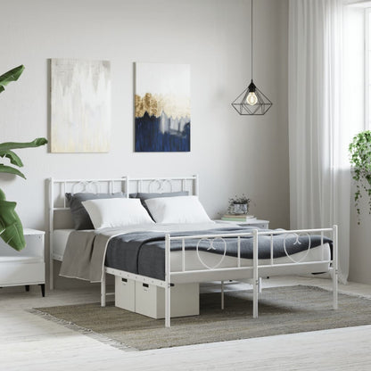 Metal Bed Frame without Mattress with Footboard White 120x200cm
