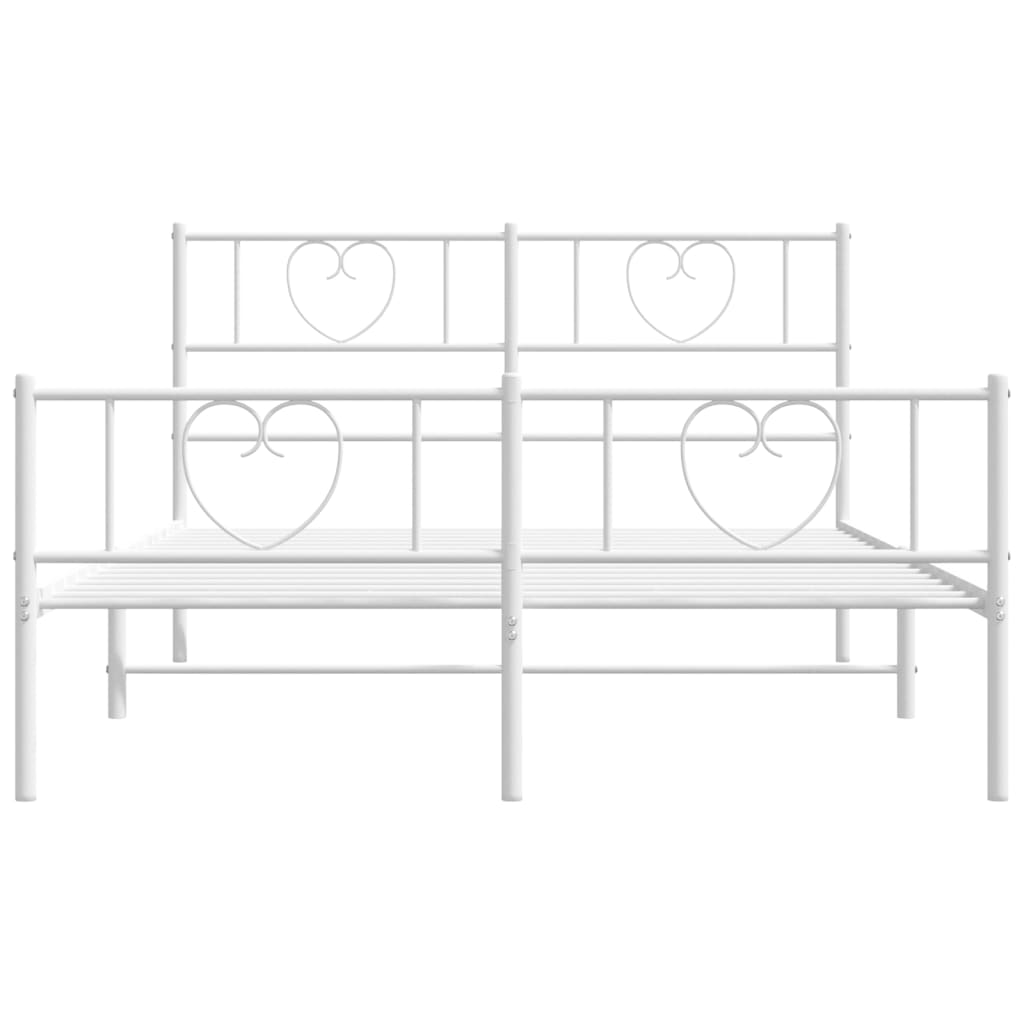 Metal Bed Frame without Mattress with Footboard White 140x190cm